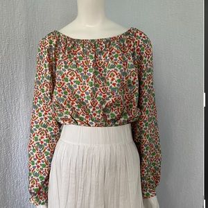 Tory Burch Silk Floral Peasant Blouse